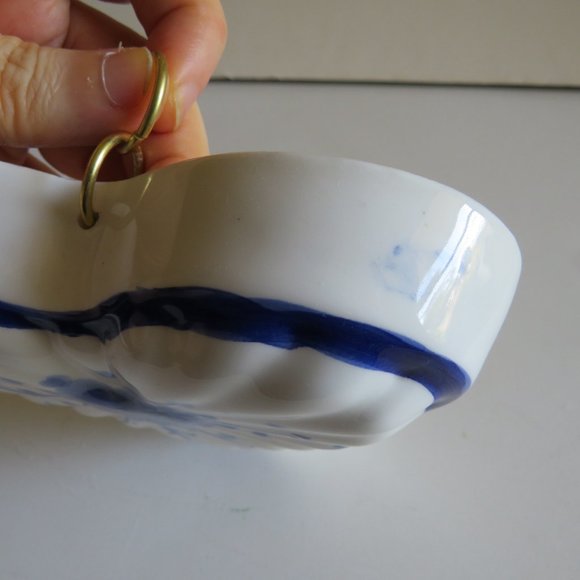 Blue & White HEART 6" CERAMIC Wall Hanging - Picture 2 of 8